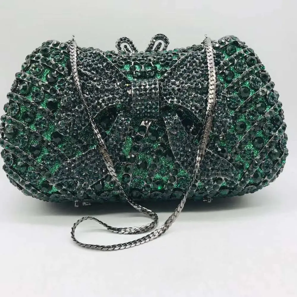 XIYUAN Women Bow Stones Evening Clutch Purse Bags Party Cocktail Gems Purses and Handbags Luxury Bridal Rhinestones Evening Bags