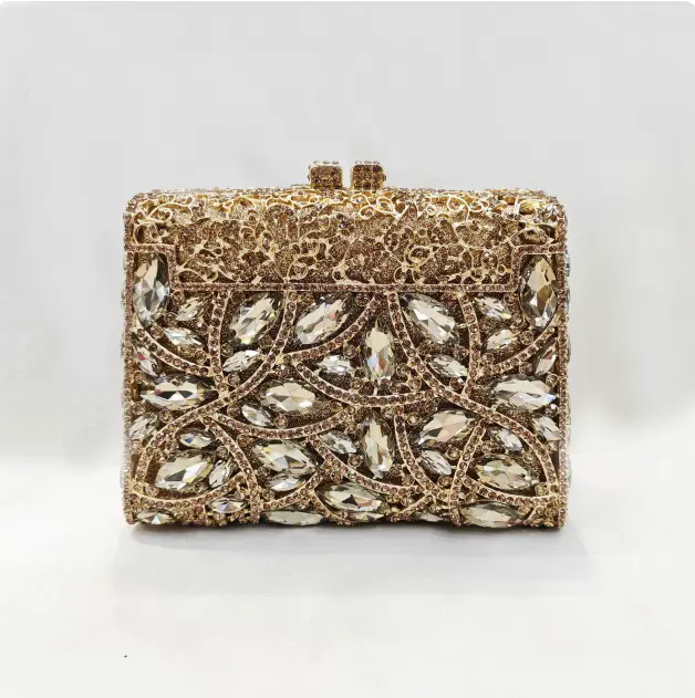 XIYUAN Lady Green Crystals Clutch Purse Bags Women Formal Party Rhinestones Handbag Blue Diamonds Evening Minaudiere Handbags