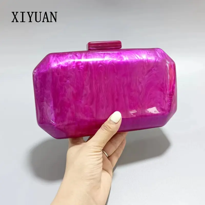XIYUAN Women apricot Color Acrylic Evening Clutch Bags For Wedding Party Luxury Fushia Purses And Handbags Designer Shoulder Bag