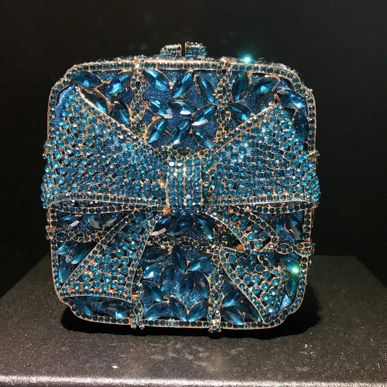 XIYUAN Pink/Grey Color Crystal Bridal Clutch Bag Lady Stone Evening Purse Minaudiere Handbag Wedding Party Chain Shoulder Bag