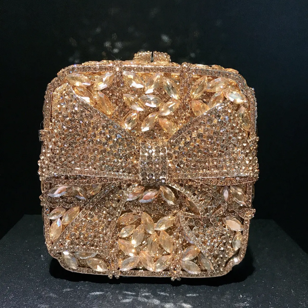 XIYUAN Pink/Grey Color Crystal Bridal Clutch Bag Lady Stone Evening Purse Minaudiere Handbag Wedding Party Chain Shoulder Bag