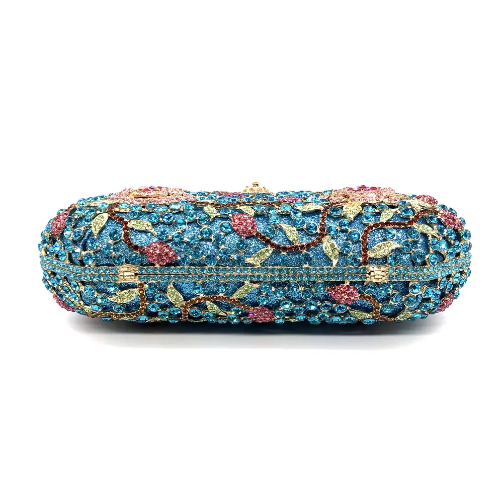 XIYUAN Women Flower Hollow Out Crystal Rhinestone Evening Clutch Bag Wedding Bridal Metal Handbag Clutches evening bags clutch