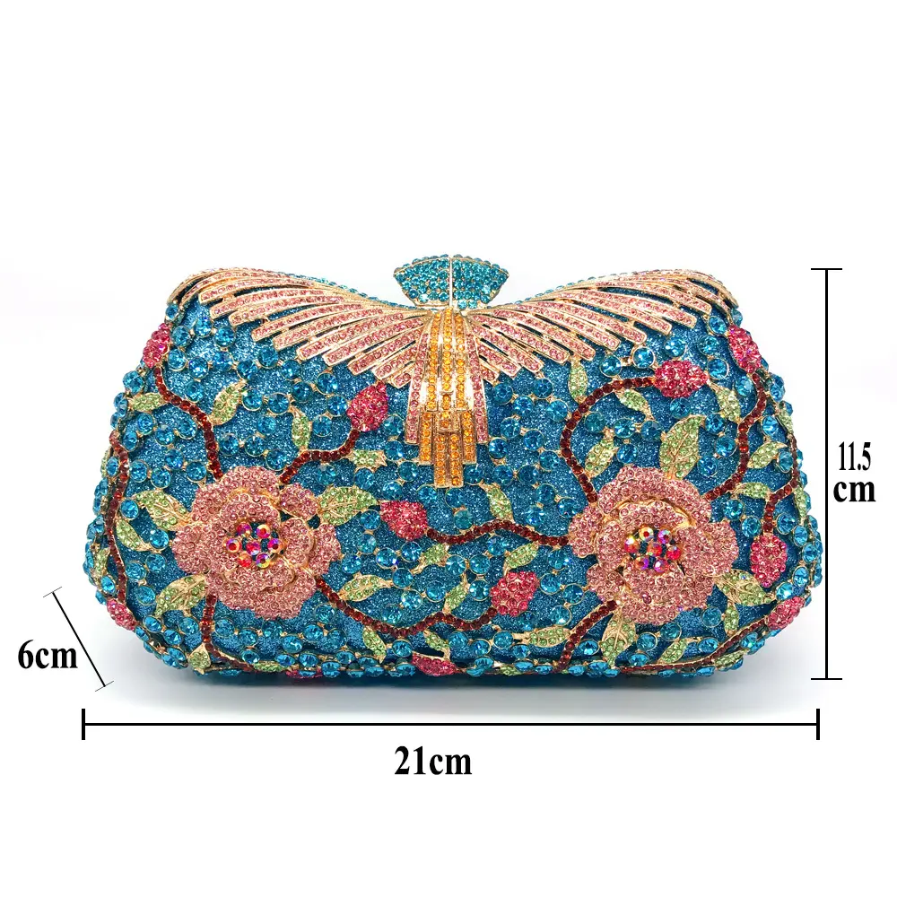 XIYUAN Women Flower Hollow Out Crystal Rhinestone Evening Clutch Bag Wedding Bridal Metal Handbag Clutches evening bags clutch