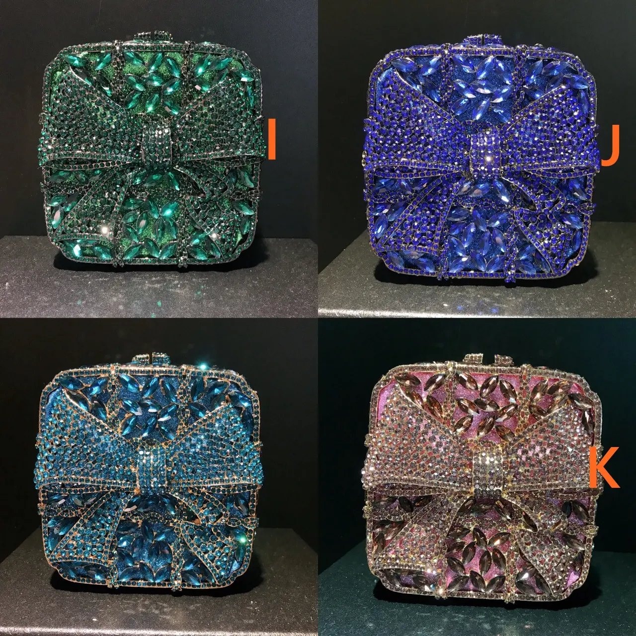 XIYUAN Pink/Grey Color Crystal Bridal Clutch Bag Lady Stone Evening Purse Minaudiere Handbag Wedding Party Chain Shoulder Bag