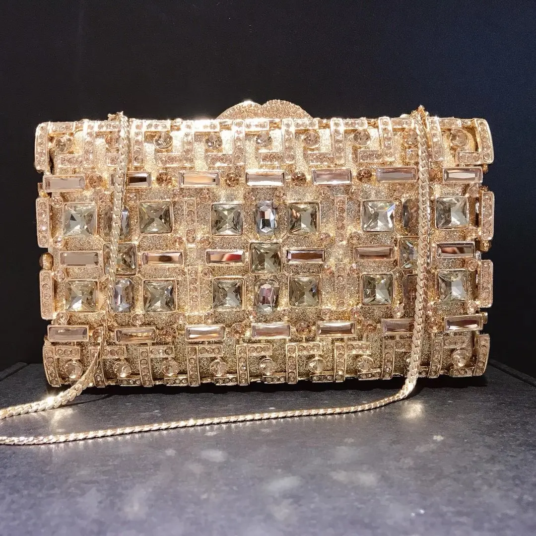 Women Silver Color Crystal Clutch Purse Big Stones Evening Bags Wedding Rhinestone Handbags Bridal Diamond Clutches Purses Bag