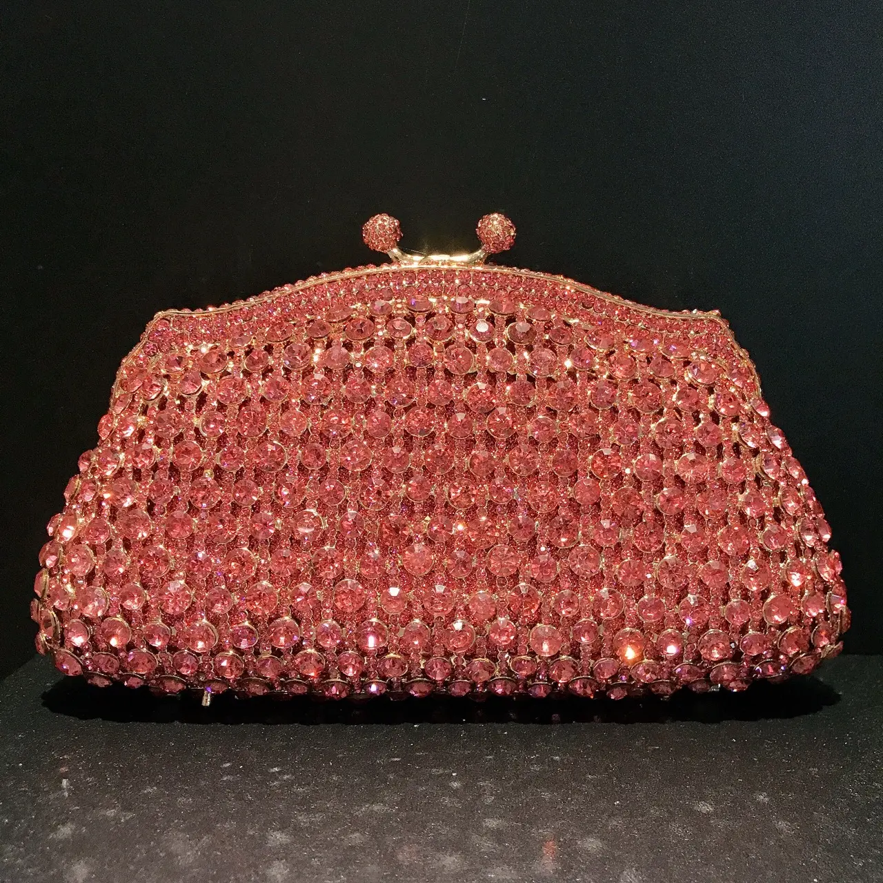 Women Green/Red/Pink Color Crystal Clutch Purse Bridal Evening Bags Party Cocktail Hollow Out Rhinestones Handbags and Purses