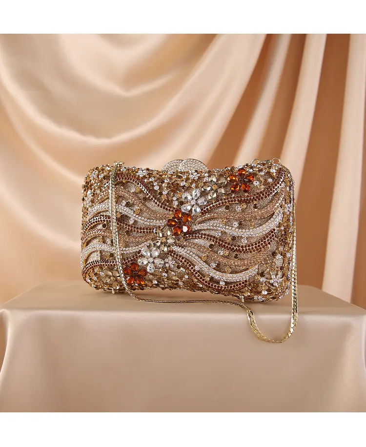 Fashion Ladies Evening Bags Wedding Party Chain Shoulder Bag Diamond Luxury Bag Newest Crystal Diamond Chain Evening Bag clutch
