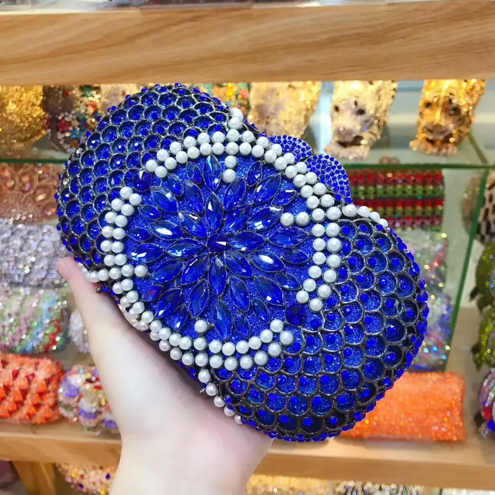 XIYUAN Women Gold Stone Minaudiere Rhinestone Clutch Crystal Evening Handbag Women Party Prom Bag Bridal Clutches Wedding Purse