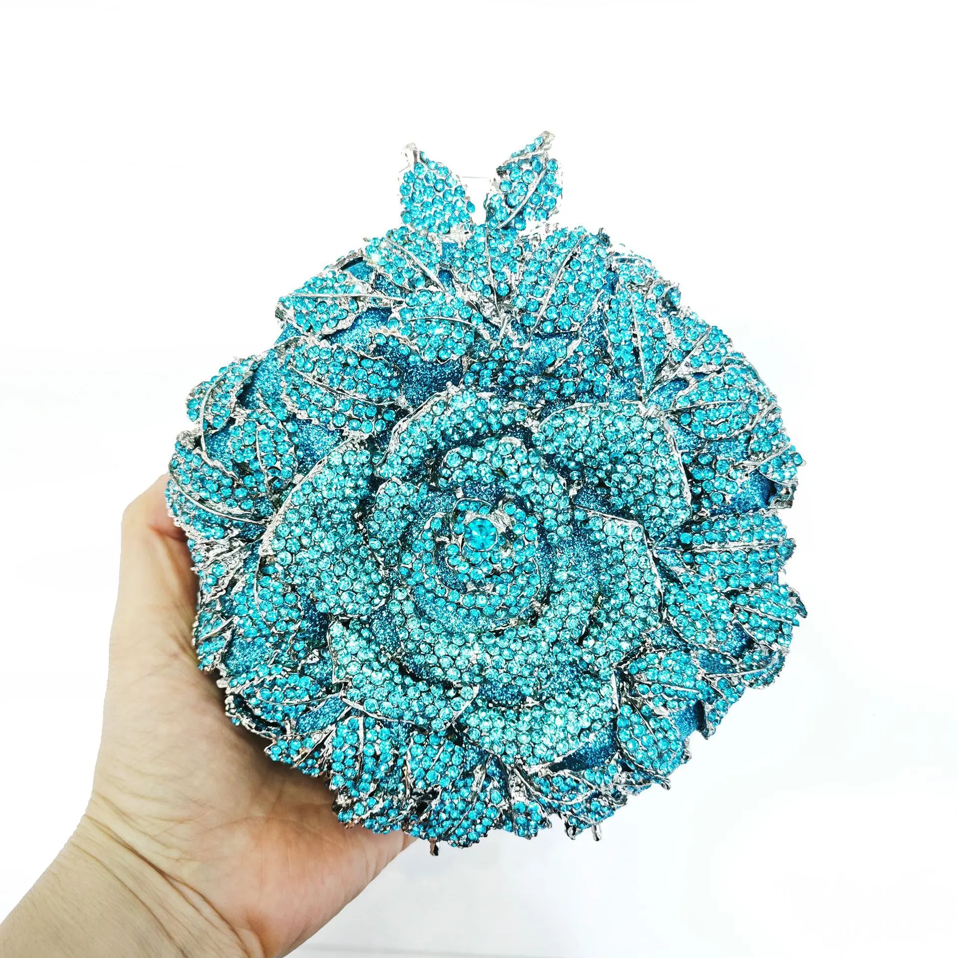 XIYUAN Rose Flower Women Crystal Evening Clutch Bags Red Diamond Bridal Handbag Luxury Designer Brand Floral Wedding Party Purse