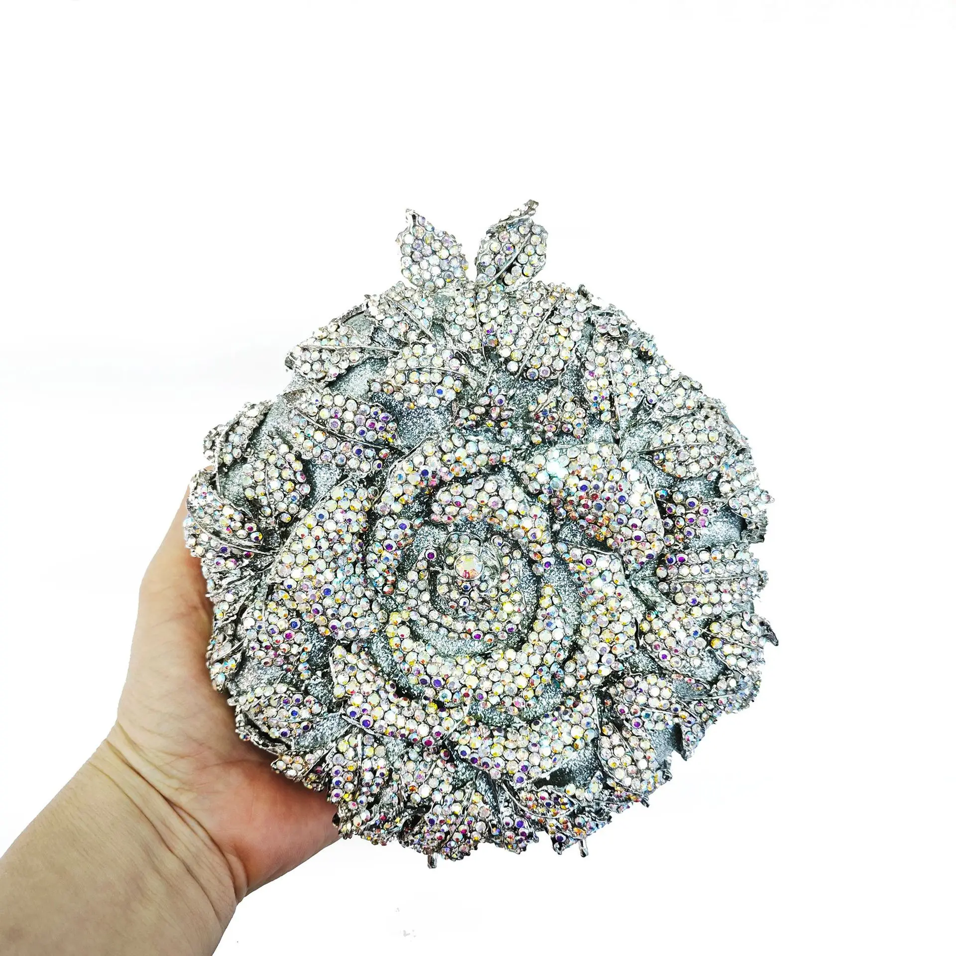 XIYUAN Rose Flower Women Crystal Evening Clutch Bags Red Diamond Bridal Handbag Luxury Designer Brand Floral Wedding Party Purse