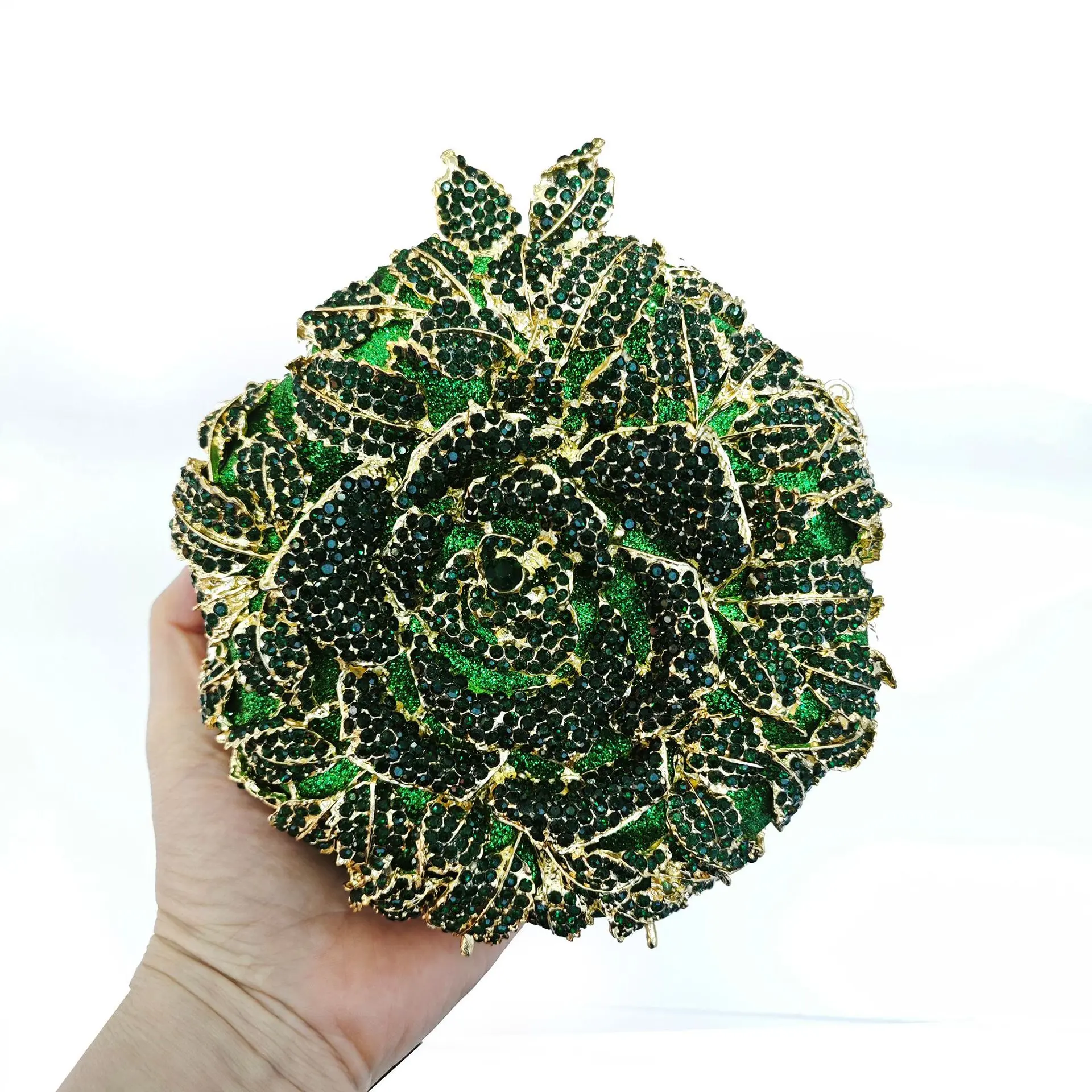 XIYUAN Rose Flower Women Crystal Evening Clutch Bags Red Diamond Bridal Handbag Luxury Designer Brand Floral Wedding Party Purse