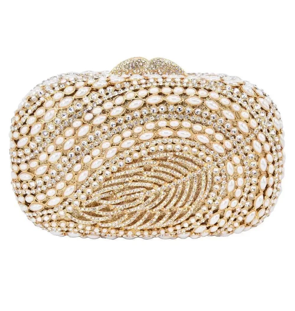 XIYUAN Pearl Bead Wedding Party Handbag Purse Lady Crystal Women Evening Clutch Bag Designer Hollow purse Female Day Clutches