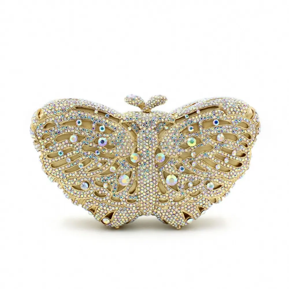 10 Colors Butterfly Women Crystal Clutch Bag Lady Evening Bags Rhinestones Purse Stones Minaudiere Handbags Wedding Party Purses