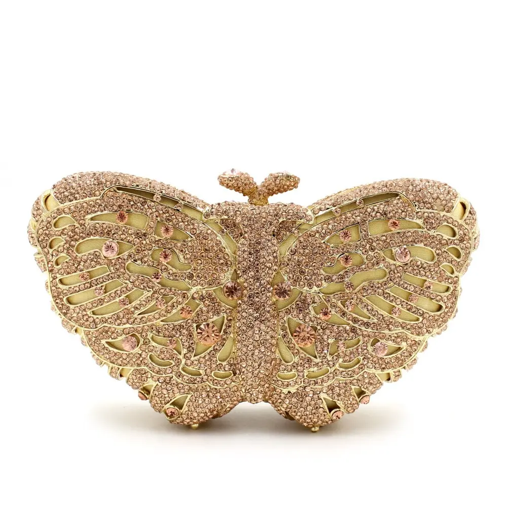 10 Colors Butterfly Women Crystal Clutch Bag Lady Evening Bags Rhinestones Purse Stones Minaudiere Handbags Wedding Party Purses