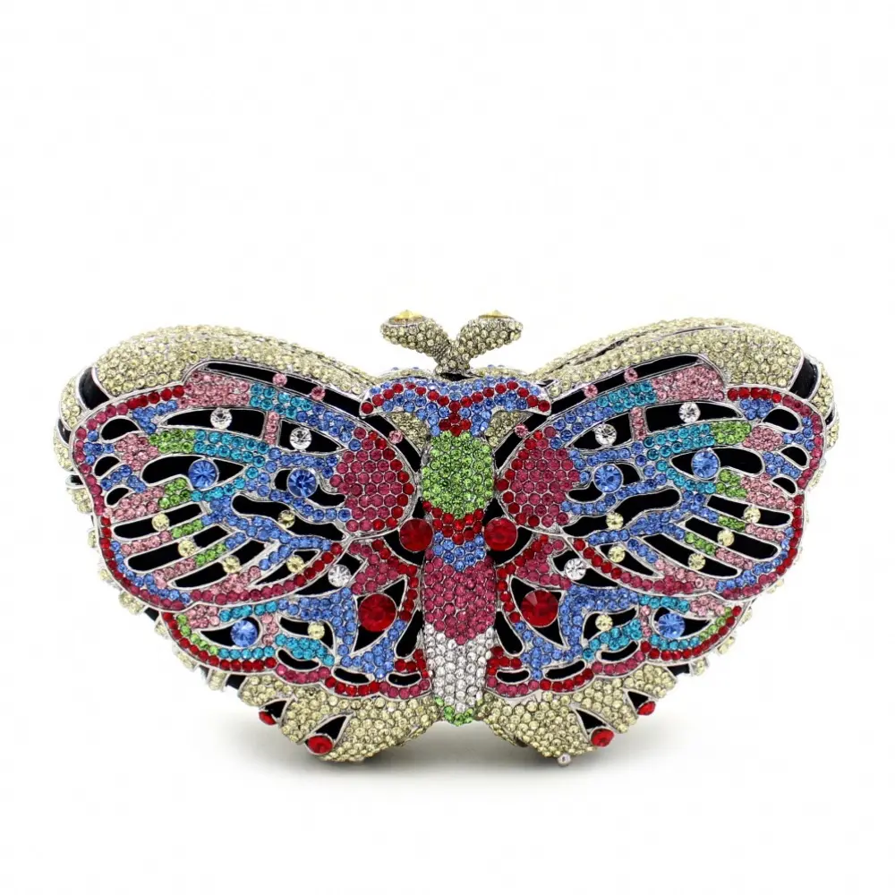 10 Colors Butterfly Women Crystal Clutch Bag Lady Evening Bags Rhinestones Purse Stones Minaudiere Handbags Wedding Party Purses