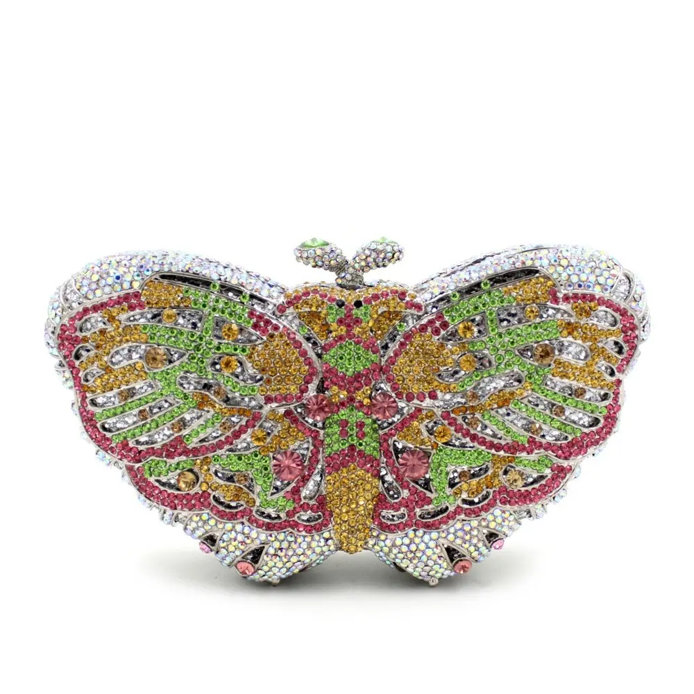 10 Colors Butterfly Women Crystal Clutch Bag Lady Evening Bags Rhinestones Purse Stones Minaudiere Handbags Wedding Party Purses