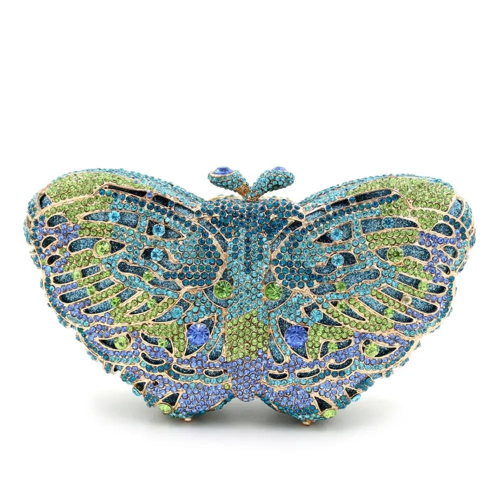 10 Colors Butterfly Women Crystal Clutch Bag Lady Evening Bags Rhinestones Purse Stones Minaudiere Handbags Wedding Party Purses
