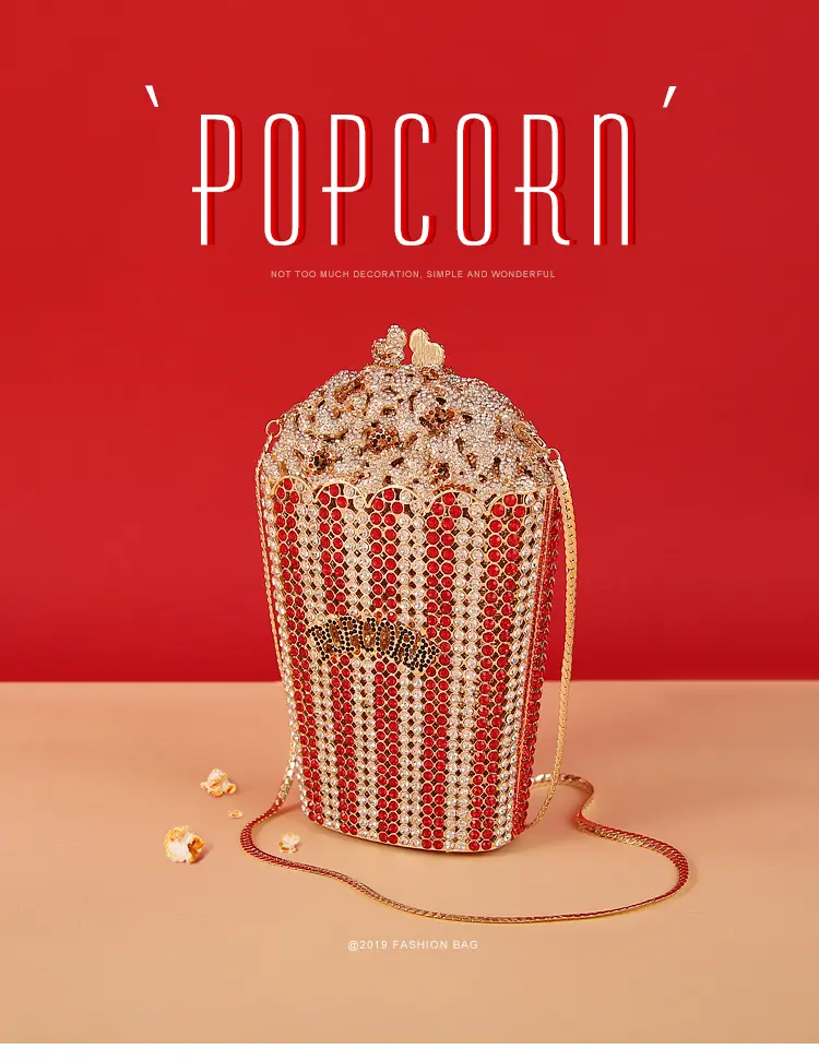 XIYUAN 2020 lady Popcorn crystal diamond evening bag for party wedding Rhinestones Metal gift Box Minaudiere clutch purse bags