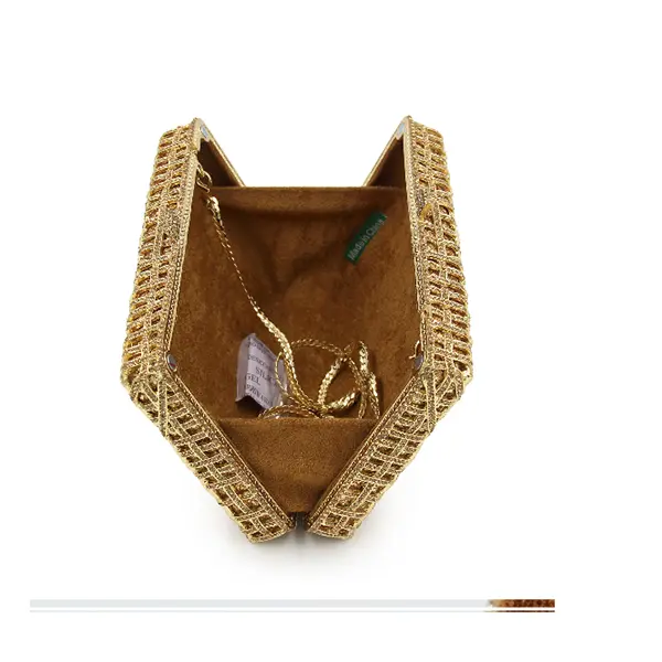 XIYUAN Women Gold Color Crystal Clutch Evening Bags Party Cocktail Hollow Out Rhinestones Handbags and Purses Wedding Clutches