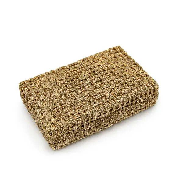XIYUAN Women Gold Color Crystal Clutch Evening Bags Party Cocktail Hollow Out Rhinestones Handbags and Purses Wedding Clutches