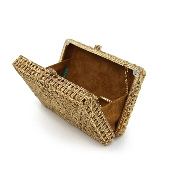 XIYUAN Women Gold Color Crystal Clutch Evening Bags Party Cocktail Hollow Out Rhinestones Handbags and Purses Wedding Clutches