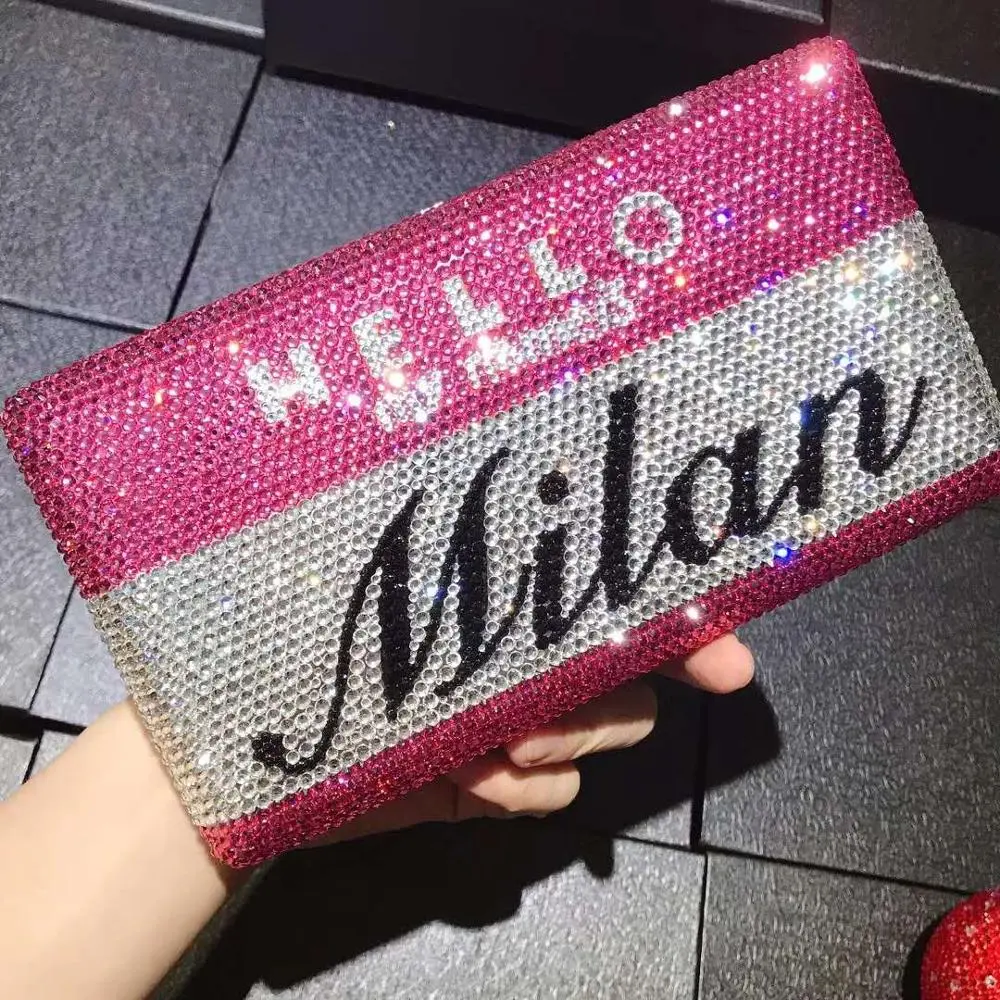 XIYUAN Can Custom Made Any Name Crystals Evening Clutch Bags Women 2024 Diamonds Purses And Handbags Wedding Party Clutches y
