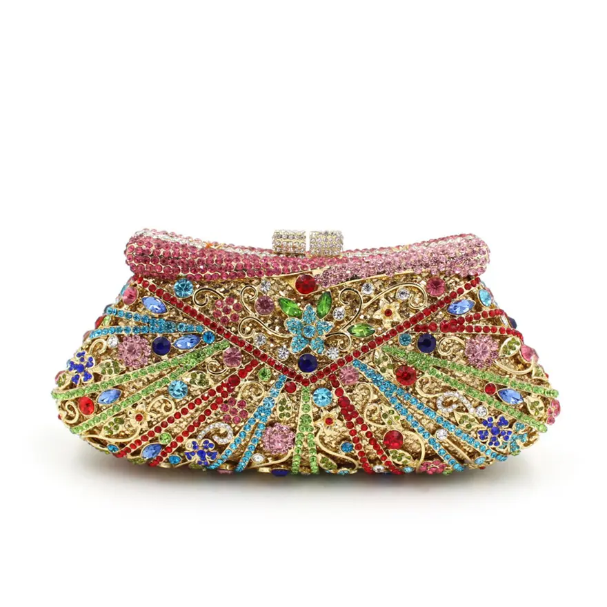 XIYUAN  Womens Handbags and Purses Clutch Evening Bag Rhinestone Bag Metallic Diamonds Bridal Party Luxury Bridal Wedding bags