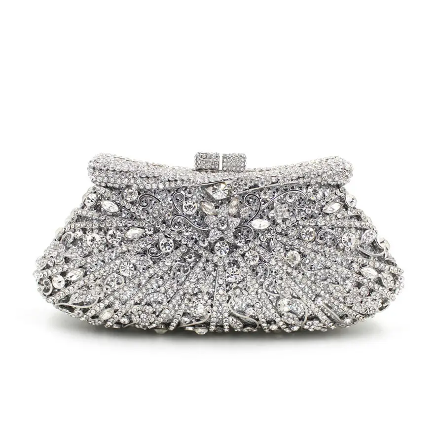 XIYUAN  Womens Handbags and Purses Clutch Evening Bag Rhinestone Bag Metallic Diamonds Bridal Party Luxury Bridal Wedding bags