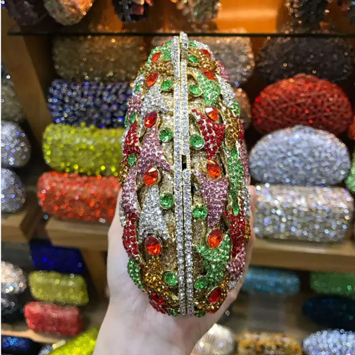 XIYUAN Women Gems Clutch Purse Lady Stones Minaudiere Purses Party Dinner Rhinestone Handbags Crystal Evening Bags and Clutches