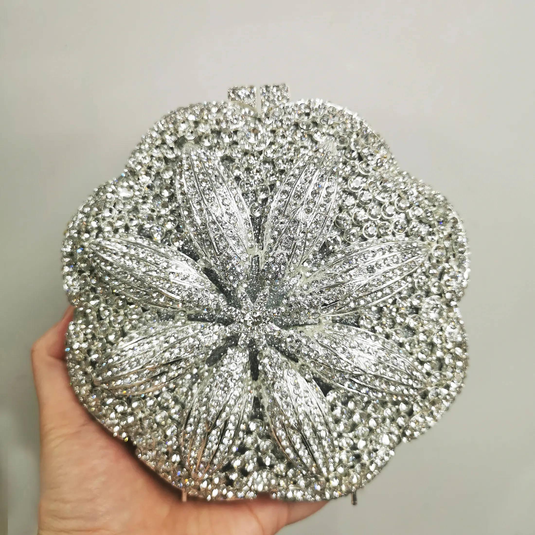 XIYUAN Green/Blue Color Crystal Clutch Purse Flower Evening Bags Minaudiere Wedding Handbag Party Bag Bridal Chain Shoulder Bag