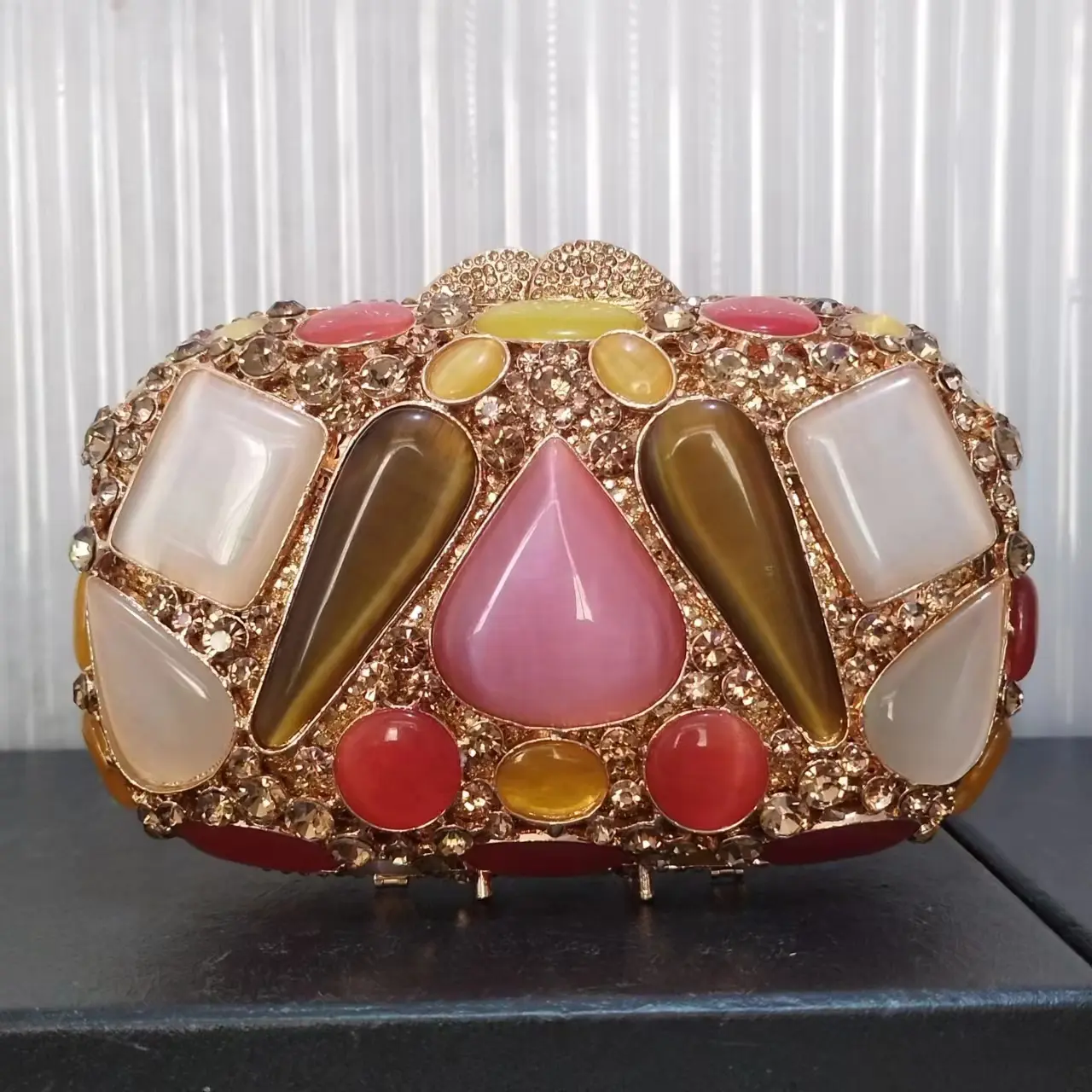 XIYUAN Stone Evening Clutch Bags Big Rhinestones Wedding Gems Long Chain Shoulder Bag Bridal Clutches Women Crystals Handbags