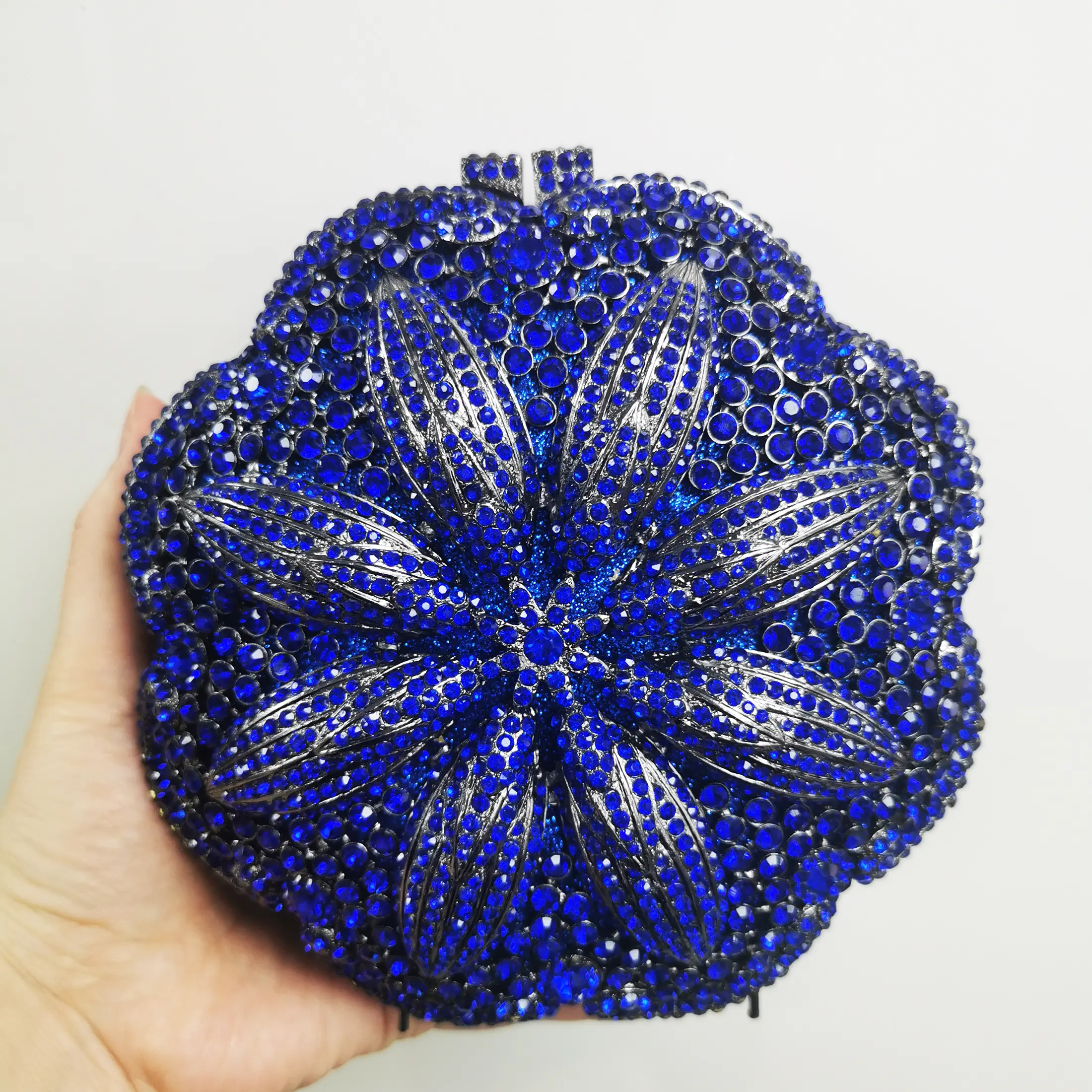 XIYUAN Green/Blue Color Crystal Clutch Purse Flower Evening Bags Minaudiere Wedding Handbag Party Bag Bridal Chain Shoulder Bag
