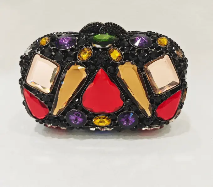 XIYUAN Stone Evening Clutch Bags Big Rhinestones Wedding Gems Long Chain Shoulder Bag Bridal Clutches Women Crystals Handbags