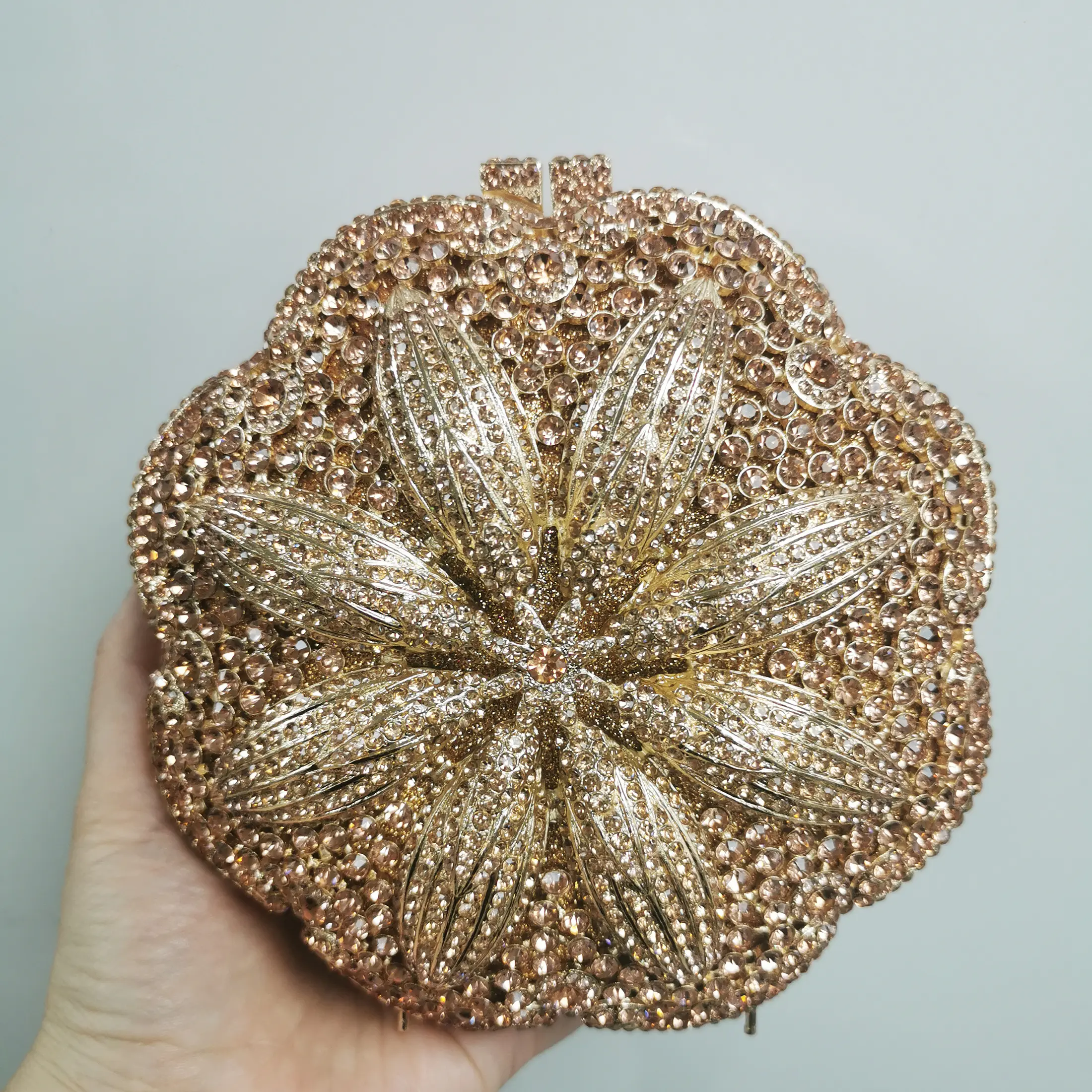 XIYUAN Green/Blue Color Crystal Clutch Purse Flower Evening Bags Minaudiere Wedding Handbag Party Bag Bridal Chain Shoulder Bag