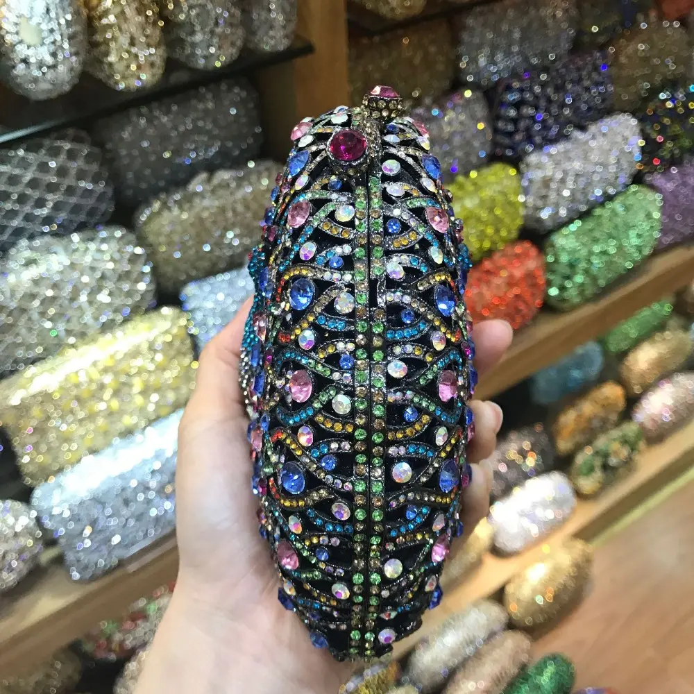 XIYUAN peacock Hard Case Metal Women Evening Clutches Bags Bridal Handbag Rhinestones Hand Clutch Wedding Purse messenger bags