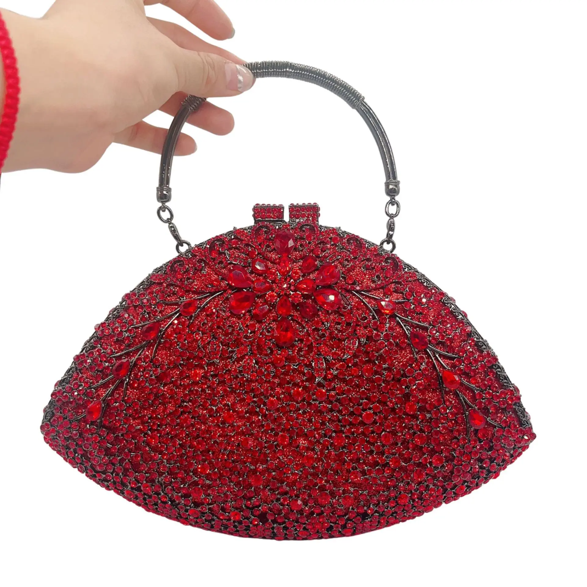 XIYUAN Red/Green/Blue Diamonds Evening Clutch Bags Women Party Totes Gems Top Handle Handbags Bridal Wedding Rhinestones Handbag