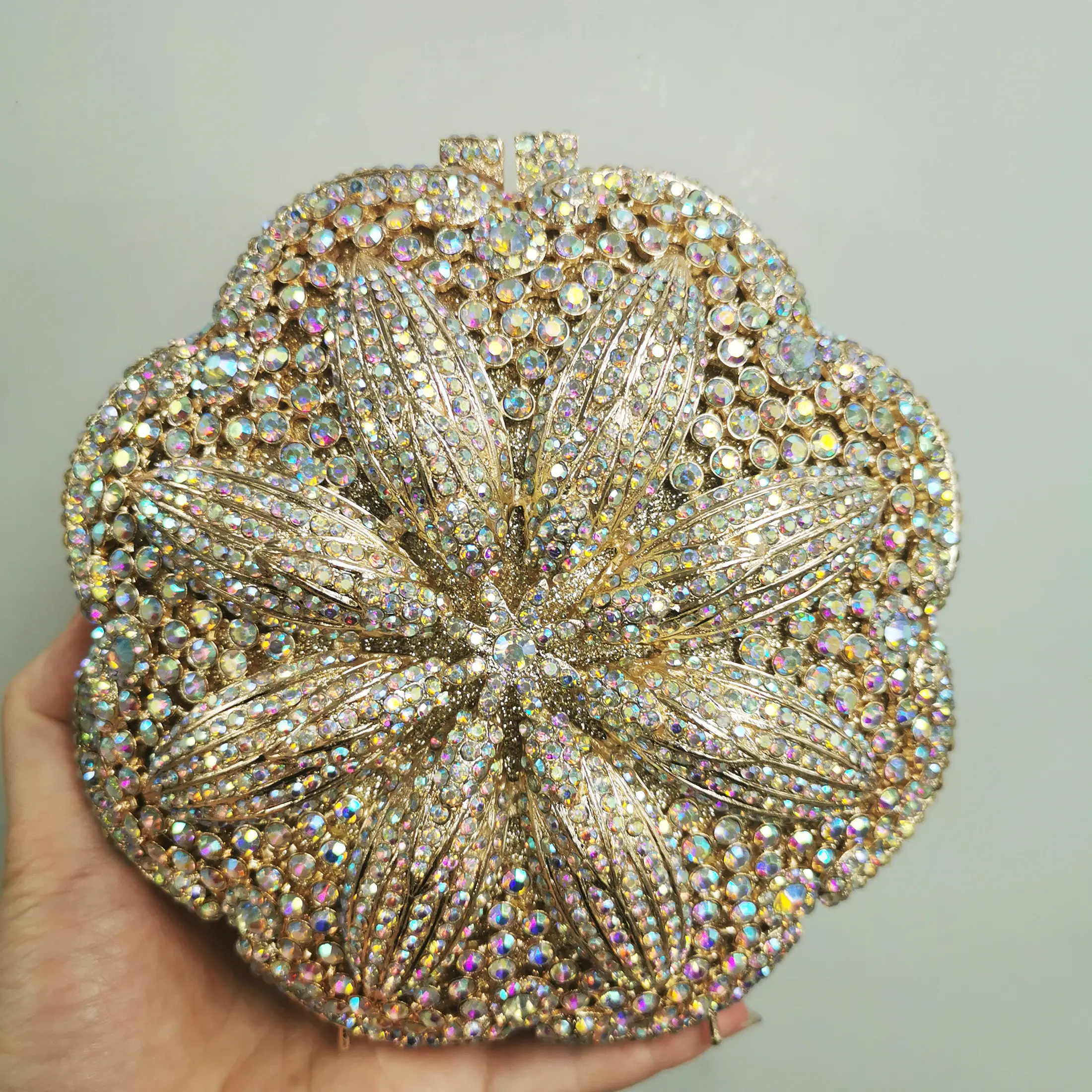 XIYUAN Green/Blue Color Crystal Clutch Purse Flower Evening Bags Minaudiere Wedding Handbag Party Bag Bridal Chain Shoulder Bag