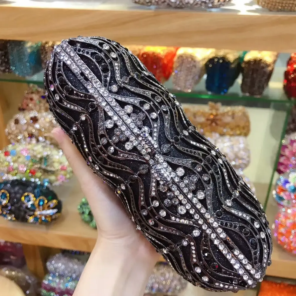XIYUAN Black/Purple/Red Crystals Women Evening Clutch Bag Wedding Bridal Gem Purse Minaudiere Box Rhinestone Handbags and Purses