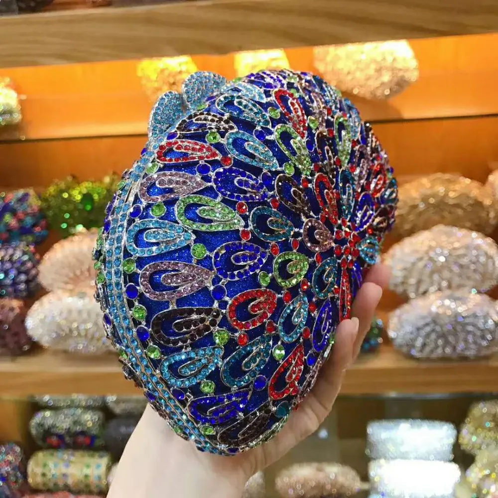 XIYUAN Women Blue Color Crystal Evening Bags Party Cocktail Purses and Handbags Ladies Gala Dinner Clutch Bag For Wedding Bags