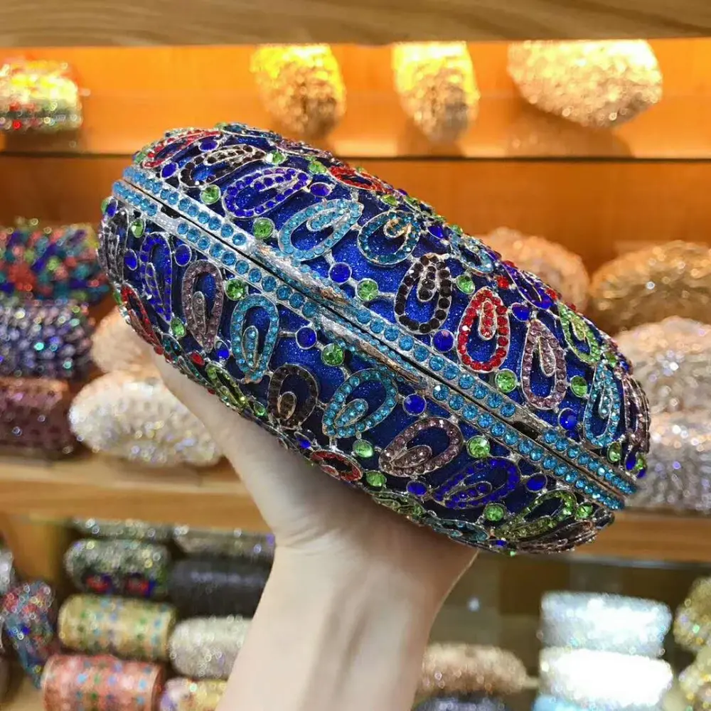 XIYUAN Women Blue Color Crystal Evening Bags Party Cocktail Purses and Handbags Ladies Gala Dinner Clutch Bag For Wedding Bags