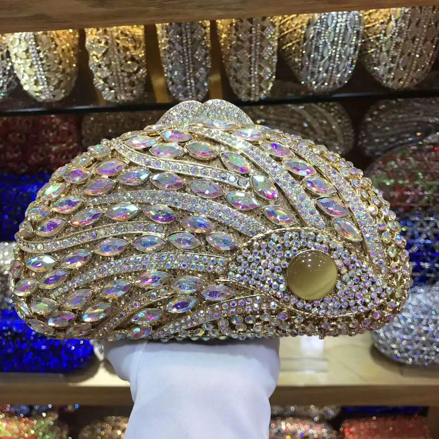XIYUAN Women Silver Crystal Evening Bags Wedding Party Big Stones Clutch Bags Bridal Red Rhinestone Clutches Bags and Handbags