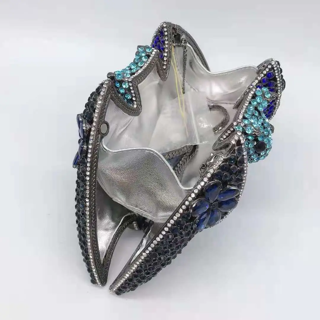XIYUAN Bat Animal Diamond Evening Clutch Bags Metal Minaudiere Bags Purses Handbags Bridal Wedding Crystals Chain Clutch Bag