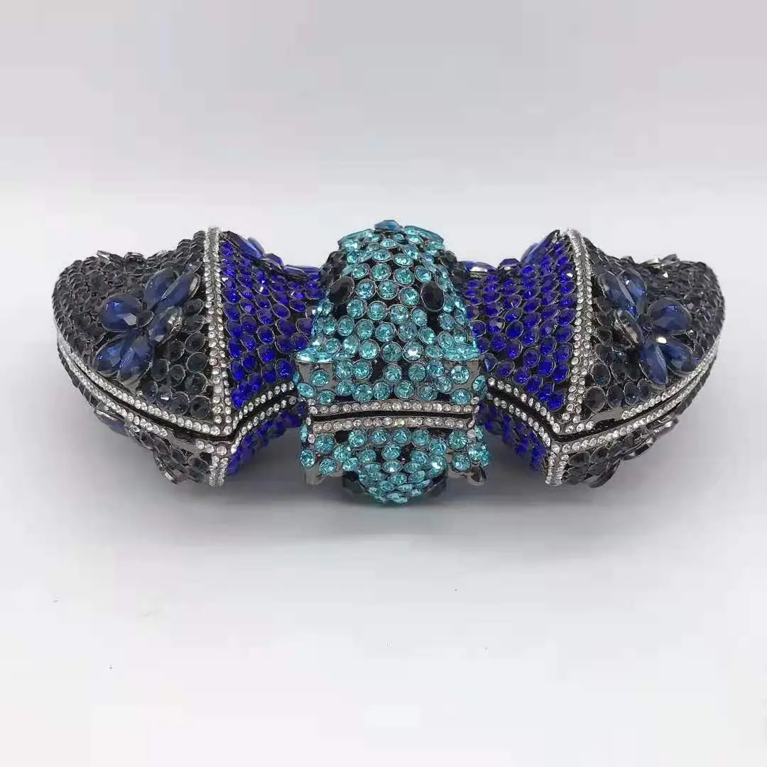 XIYUAN Bat Animal Diamond Evening Clutch Bags Metal Minaudiere Bags Purses Handbags Bridal Wedding Crystals Chain Clutch Bag