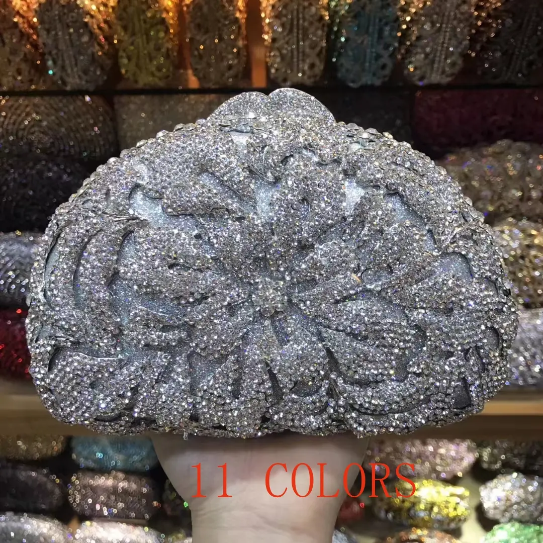11 COLORS Green Rhinestone Clutch Bag For Wedding Stone Evening Purse And Diamond Female Mini Phone Chain Shoulder Bags Handbag