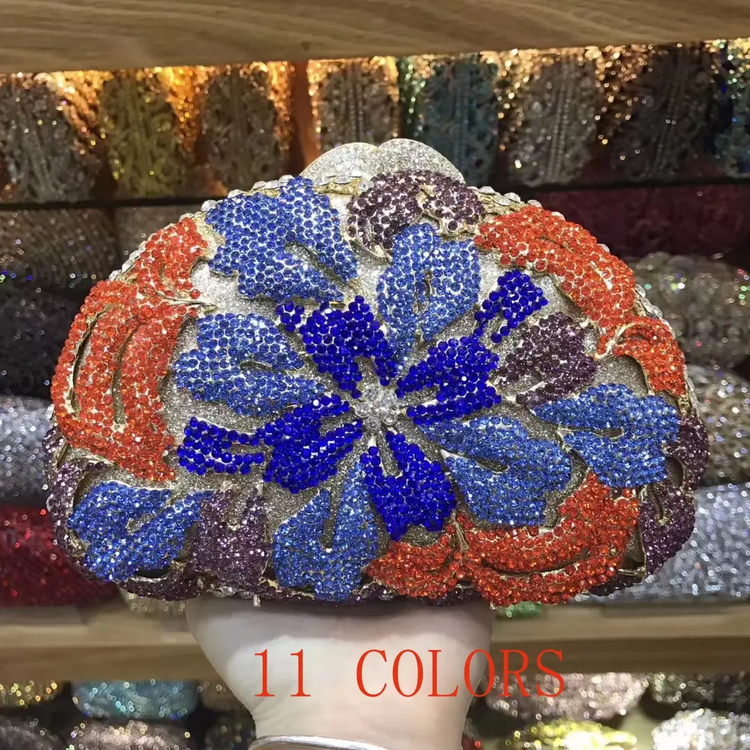 11 COLORS Green Rhinestone Clutch Bag For Wedding Stone Evening Purse And Diamond Female Mini Phone Chain Shoulder Bags Handbag