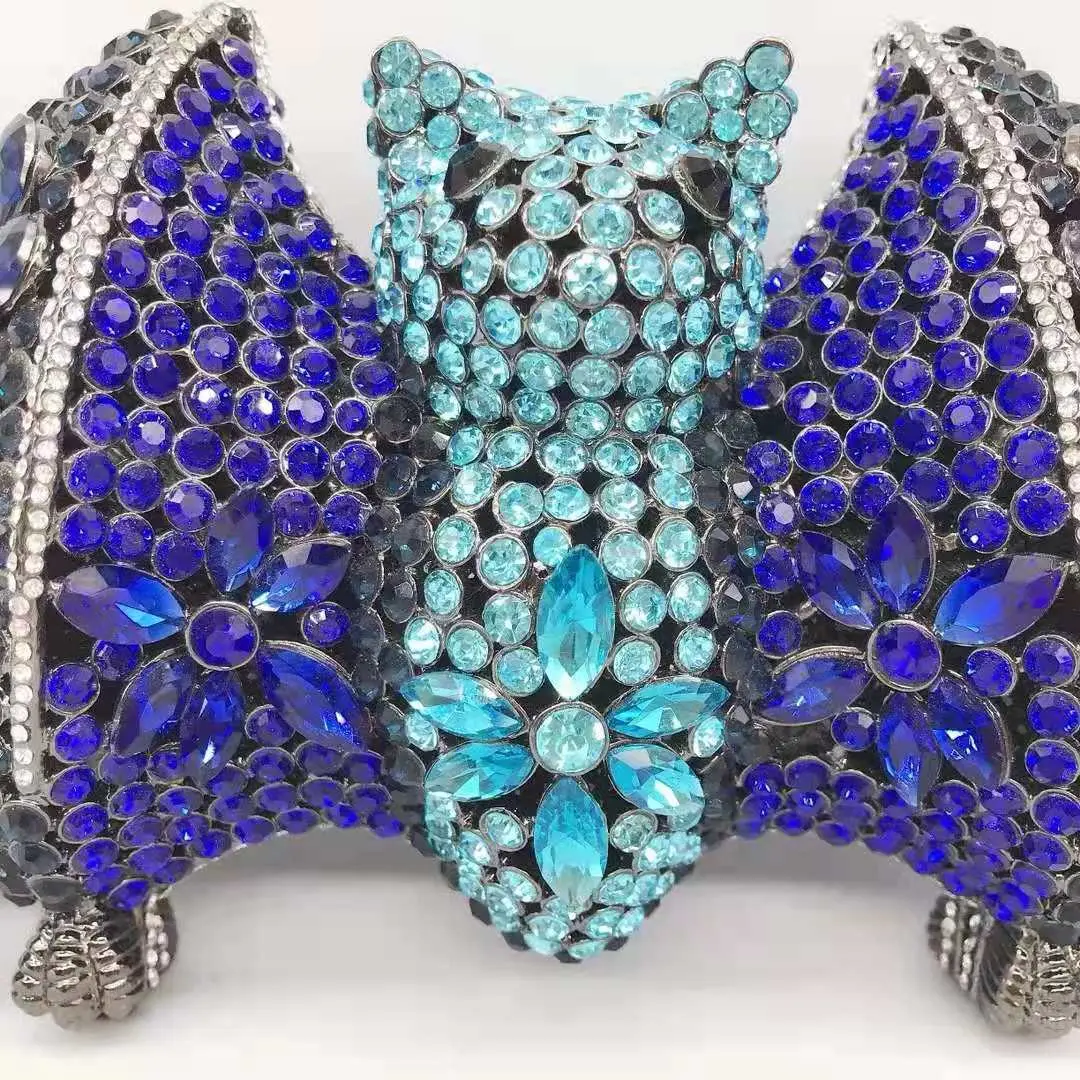 XIYUAN Bat Animal Diamond Evening Clutch Bags Metal Minaudiere Bags Purses Handbags Bridal Wedding Crystals Chain Clutch Bag