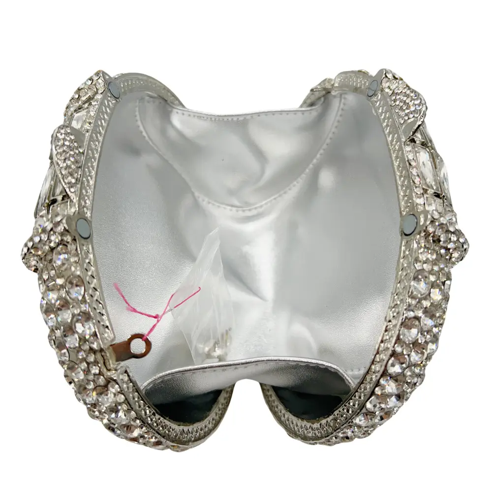 XIYUAN Women Large Stone Evening Bag Ladies Luxury Bridal Handbag Silver Crystal Clutch Luxury Diamond Party Purse Shoulder Bags