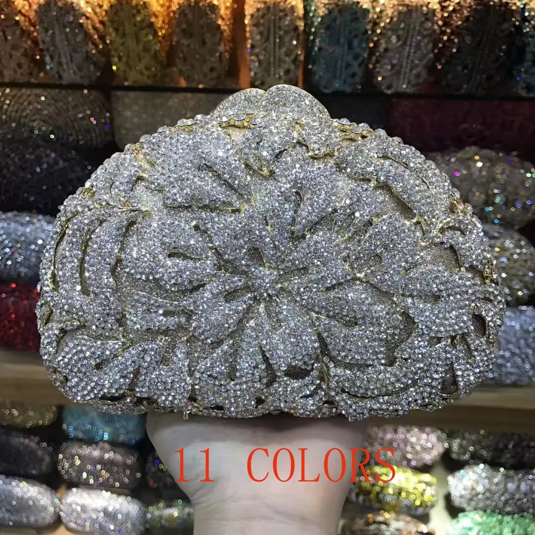 11 COLORS Green Rhinestone Clutch Bag For Wedding Stone Evening Purse And Diamond Female Mini Phone Chain Shoulder Bags Handbag