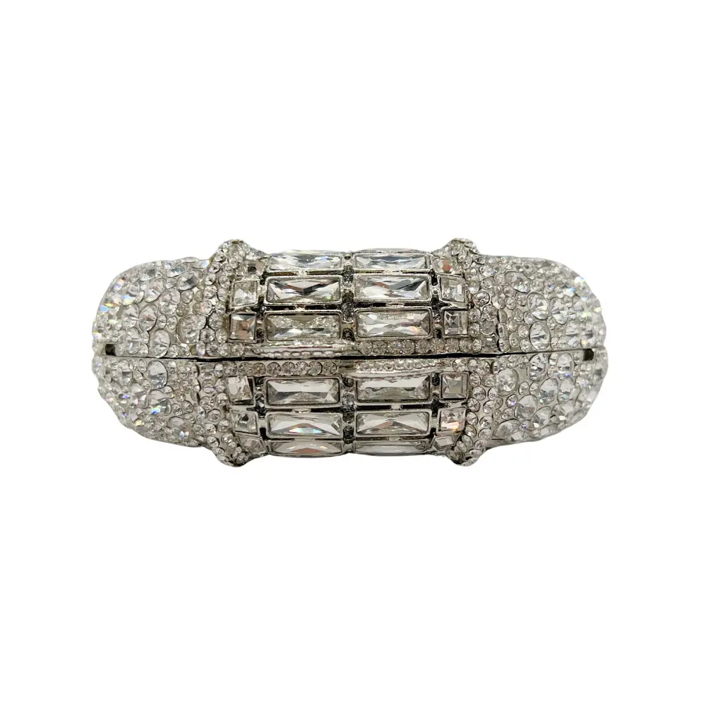 XIYUAN Women Large Stone Evening Bag Ladies Luxury Bridal Handbag Silver Crystal Clutch Luxury Diamond Party Purse Shoulder Bags