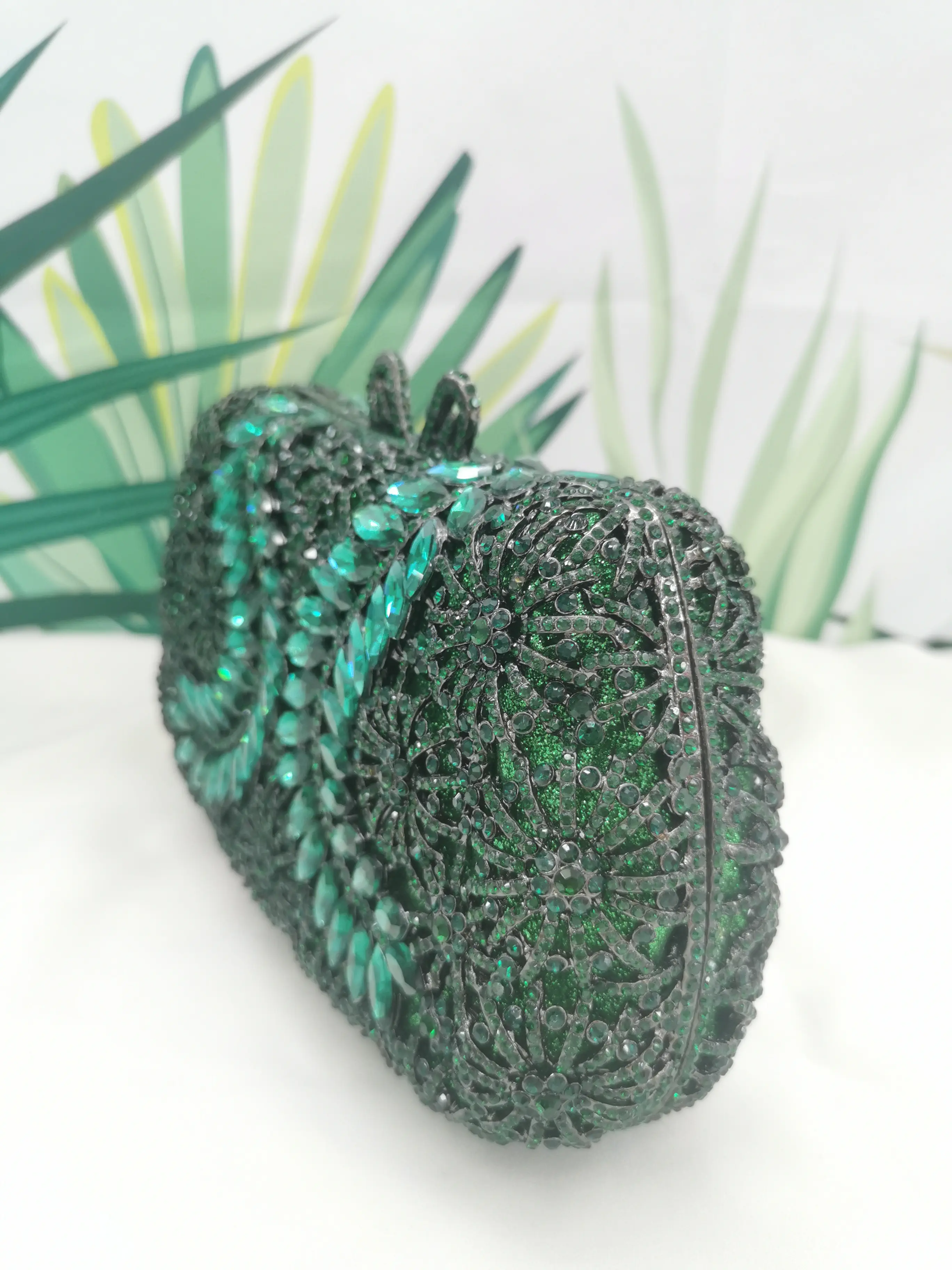 XIYUAN  Elegant Women Rhinestone Green/Red/Rose gold Evening Clutch Bags Wedding Cocktail Party Bridal Crystal Purses Handbags